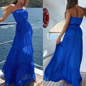 12th Tribe - Capri Blue Strapless Maxi Dress